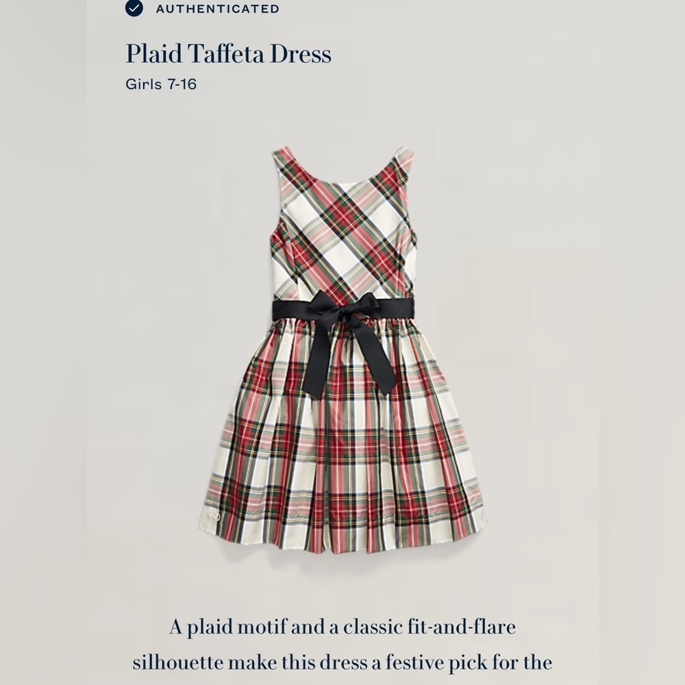Polo by Ralph Lauren Multicolor Plaid Dress size 7